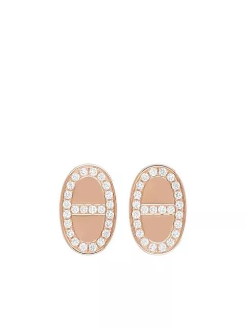 Hermes 18kt rose gold Chaine d'Ancre diamond earrings Women 0115